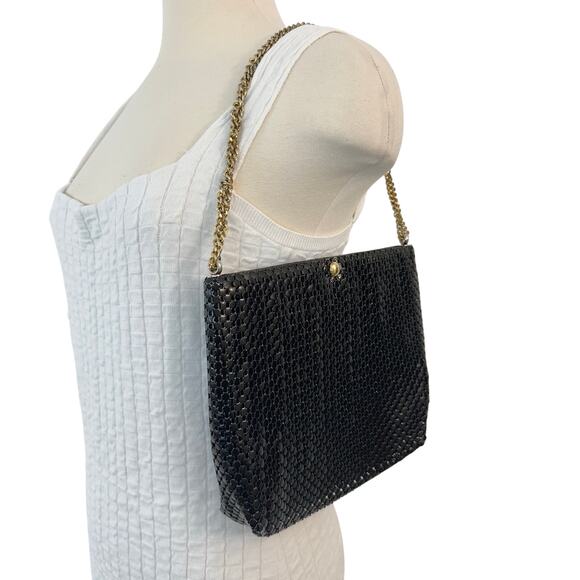 Whiting and David Metal Mesh Black Shoulder Bag Clutch Convertible Strap - Picture 1 of 11